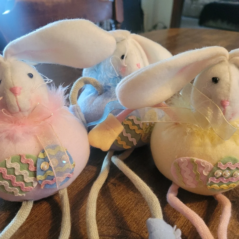 Easter Bunny Plush Set - Pink, Blue, Yellow